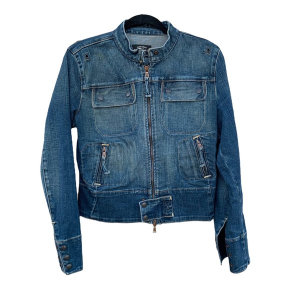 Polo Ralph Lauren Jackets & Blazers - Ralph Lauren ladies vintage blue jean denim jacket structured moto size MEDIUM